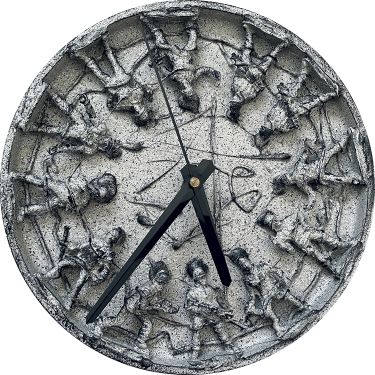 Artwork with clock, time of war with soldiers Leah Larisa Bunshaft