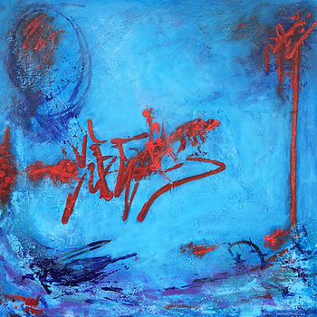 Red scribbles dancing in the blue Jeannie Berglund