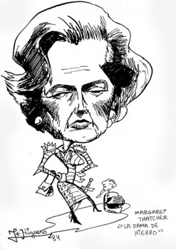 Caricature of Margaret Thatcher "The woman of iron" Jose Antonio Higuero