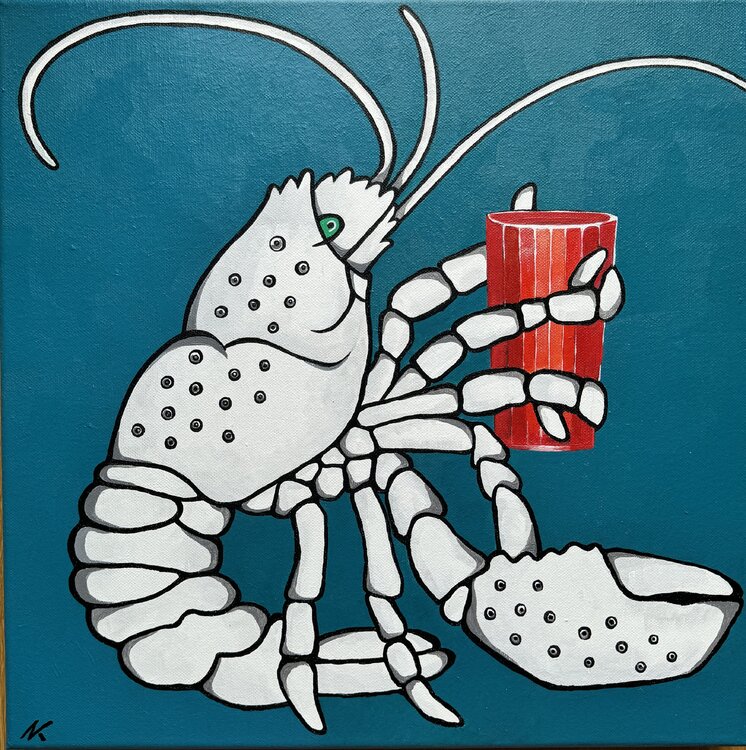 A lone lobster #3 (white on petrol) Natalia Kludt