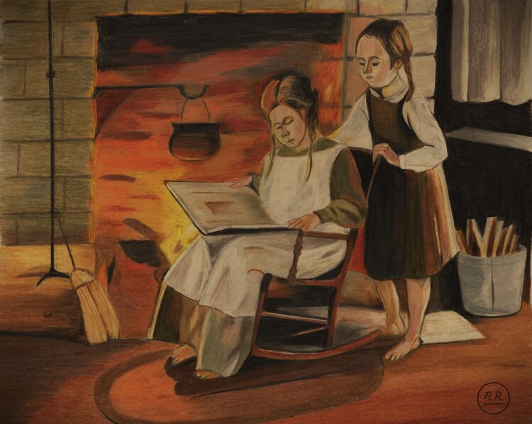 Lecture au coin du feu. Pierre Bayet