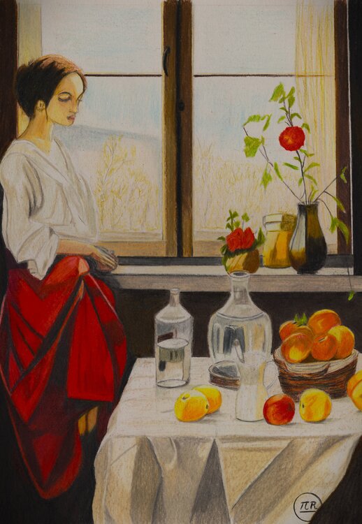Femme à sa fenêtre Pierre Bayet