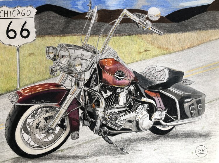 Balade sur la US Route 66 en Harley Davidson. Pierre Bayet