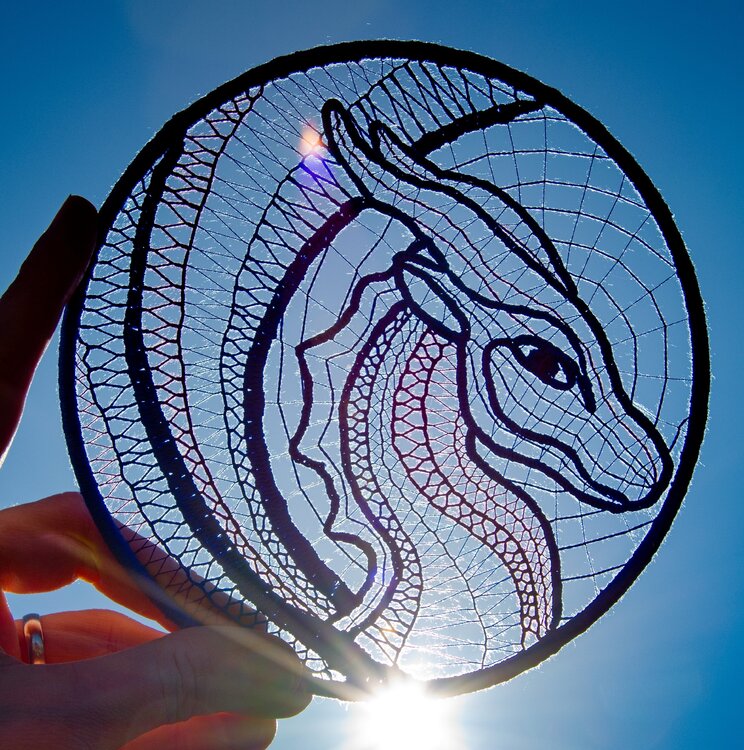 Lace Round Image - Dragon, Blue Dragon, Lace Image Dragon, Dragon Lace, Hand Sewn Lace Lucie Kuchařová