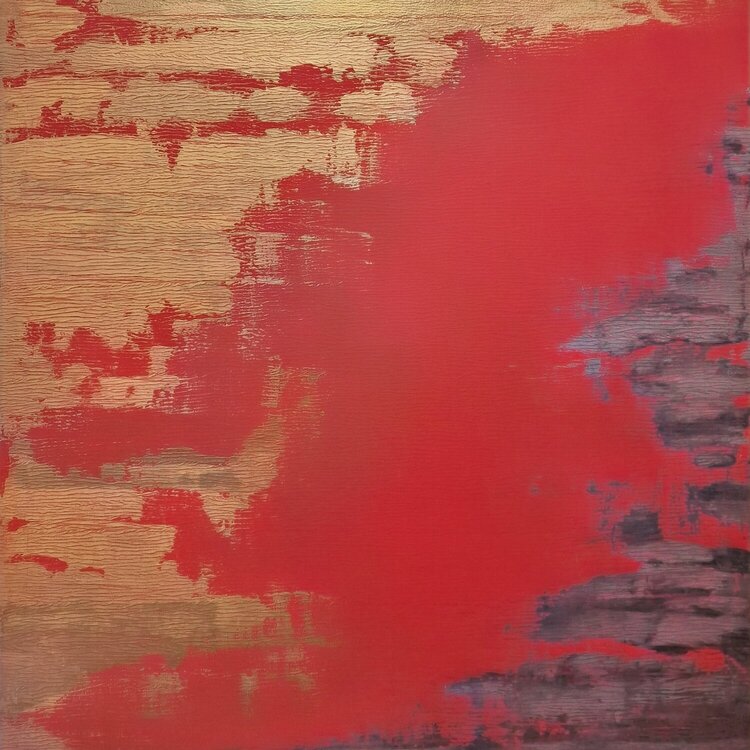 Gold silver red Raymond Abstract Designs