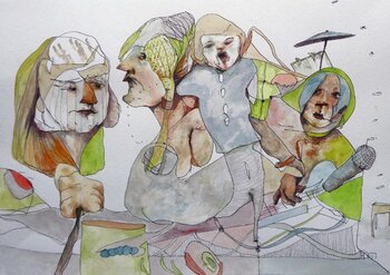 Drawing, watercolour, ink on paper Hermann Böcker