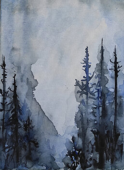 Foggy pine trees 2 Maria Slynko