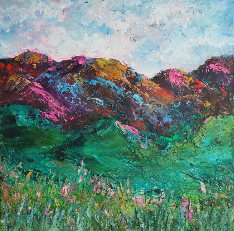Mountains. Mountain landscape on canvas. Original art Maria Slynko