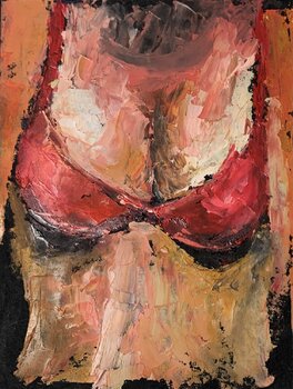 Woman body, red bikini. V. Schagen