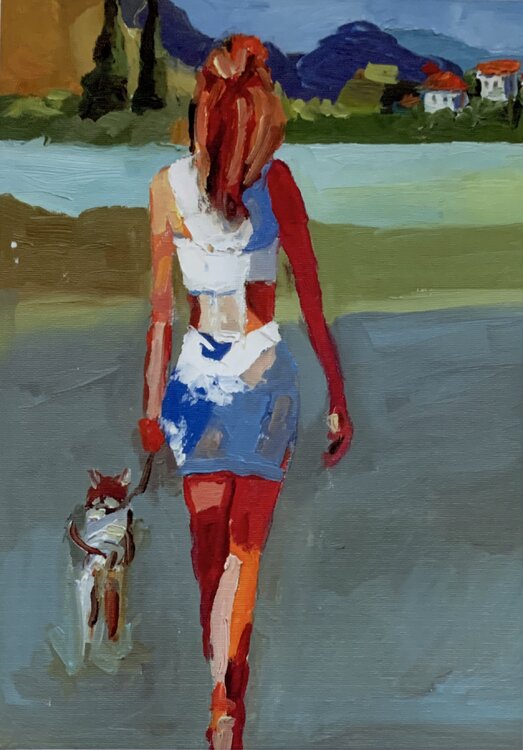 Woman with a dog. V. Schagen