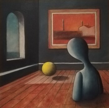 interno metafisico con con vista sul mare enrico clemente