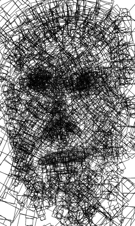 Rechtecke und Quadrate zum Gesicht verdichtet. Hardy Ewald Splinter