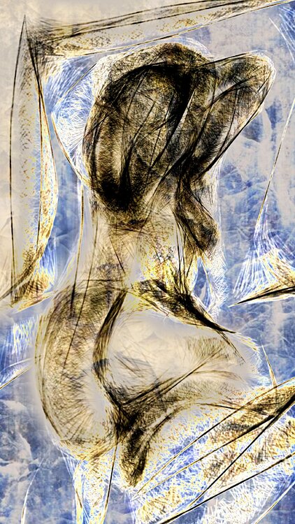 Rücken einer stehend, mit einem Bein Knieenden, vom 18.08.20 Hardy Ewald Splinter