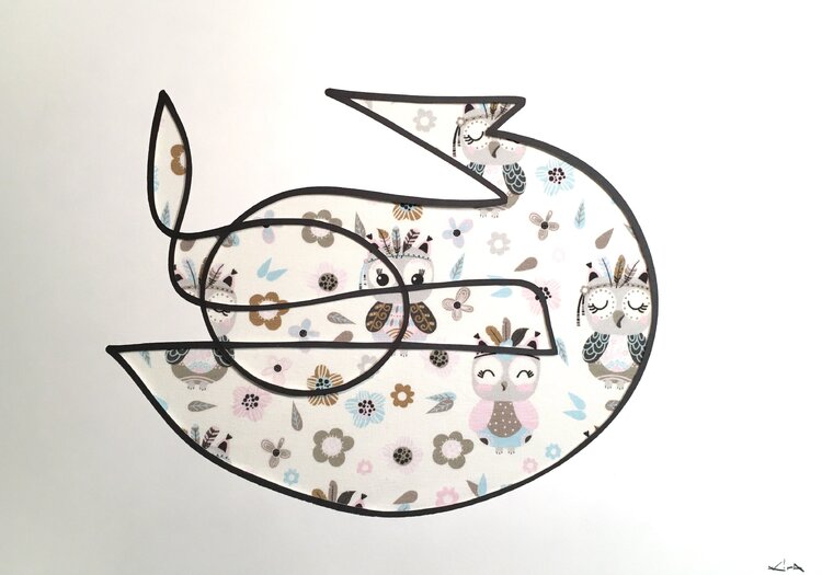 One-Line-Art Collage Textil Akira Mmxx