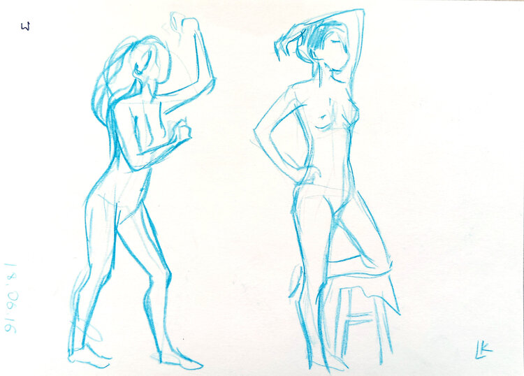 Nude art double-sided drawing Lada Kholosho
