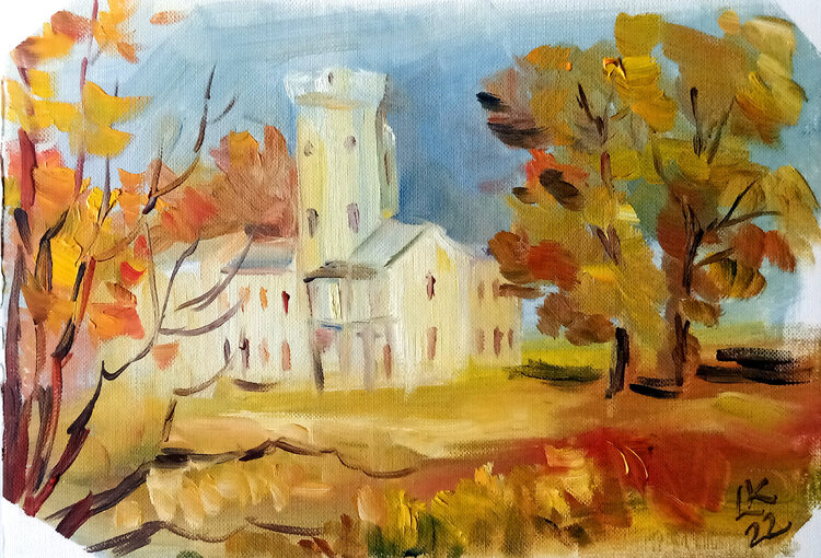 The Benkendorf castle in Keila - Joa, Estonia. Plein air painting Lada Kholosho