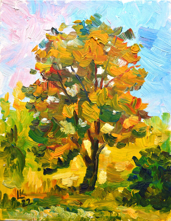 Neutral landscape with a tree Lada Kholosho