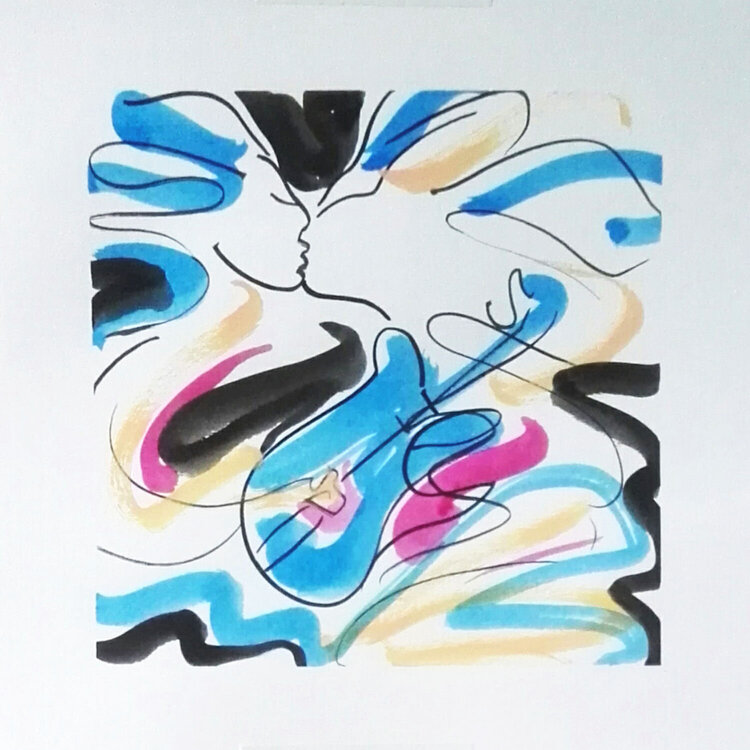 Guitare bleue n5 Nathalie GENNESON TIRRELL