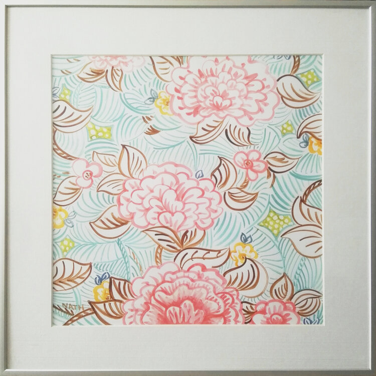 3 pivoines fond turquoise Nathalie GENNESON TIRRELL