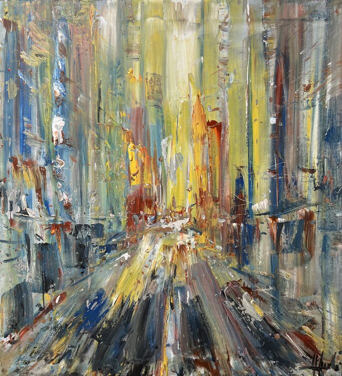 BIG CITY LIGHTS, ABSTRACT IMPRESSIONIST PAINTING 75X78CM by Altin
