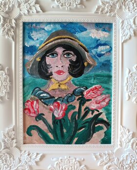 DONNA CON TULIPANI Len Vernaghi