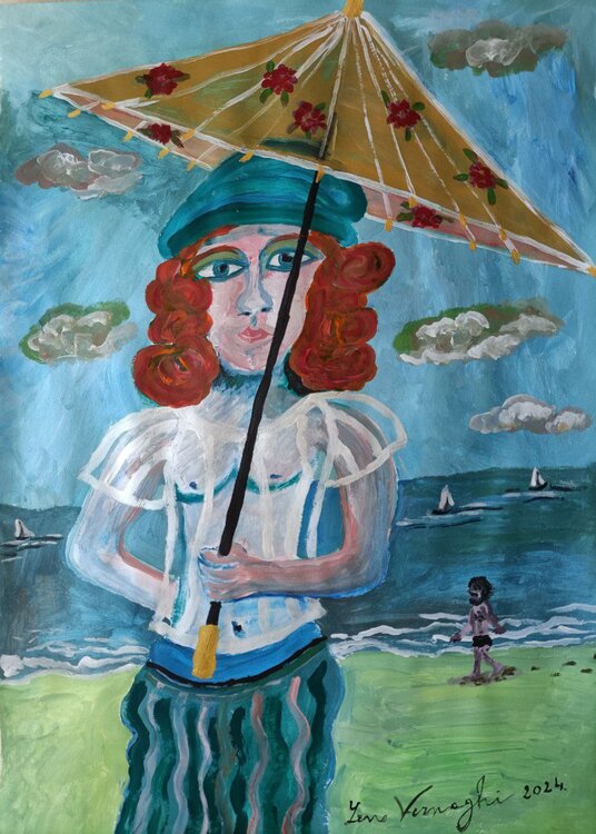 AL MARE SOTTO L'OMBRELLINO CINESE Len Vernaghi