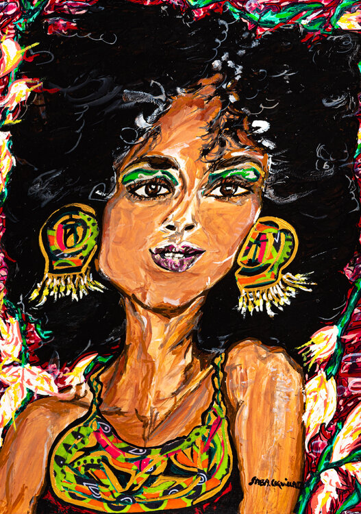 Femme Africaine aux milles couleurs Saba-Coquillard