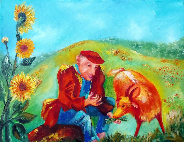 Farmer with his beloved Goat Margarita Akhmetgaleeva