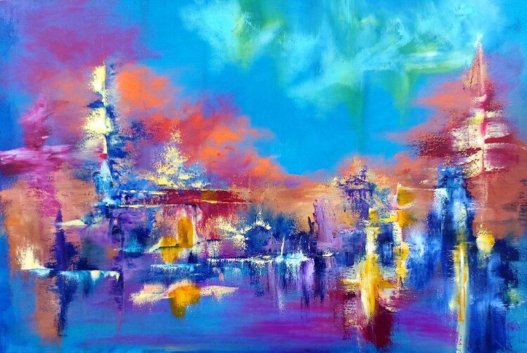 ,,New City in the blue sky'' Margarita Akhmetgaleeva
