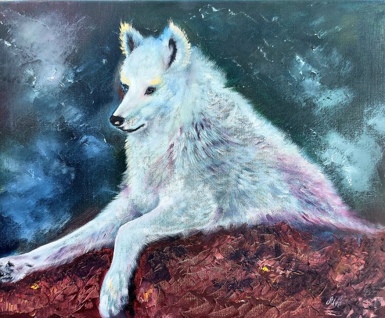 White celestial wolf Margarita Akhmetgaleeva
