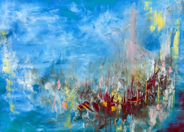 ,,New City in the blue sky'' Margarita Akhmetgaleeva