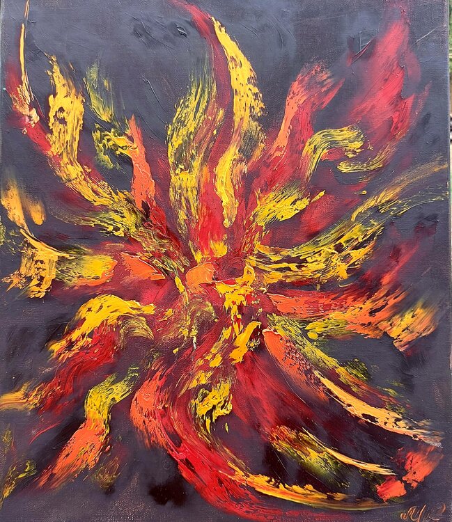 ,,Peru Shaman Painting Bonfire Shaman '' Margarita Akhmetgaleeva