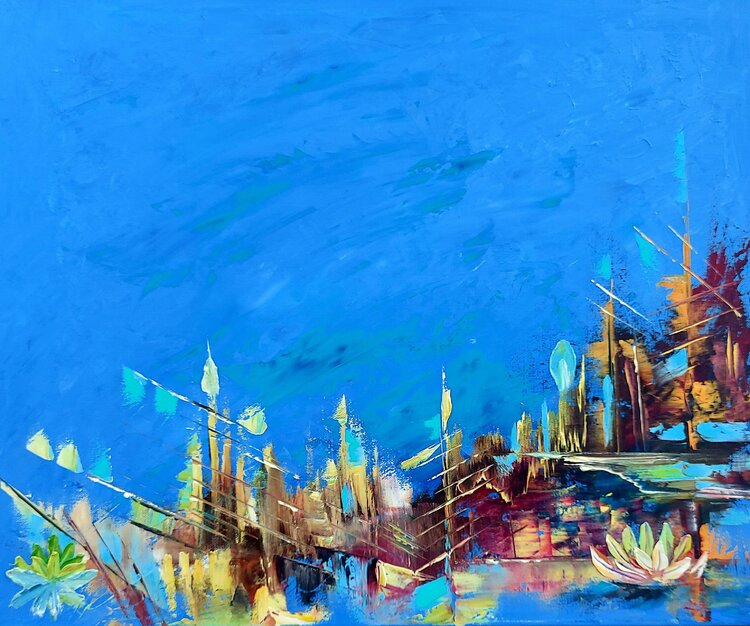 ,,New City in the blue sky'' Margarita Akhmetgaleeva