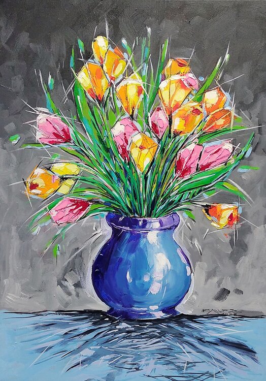 TULIPANI IN VASO BLU Fabrizio Cancelliere
