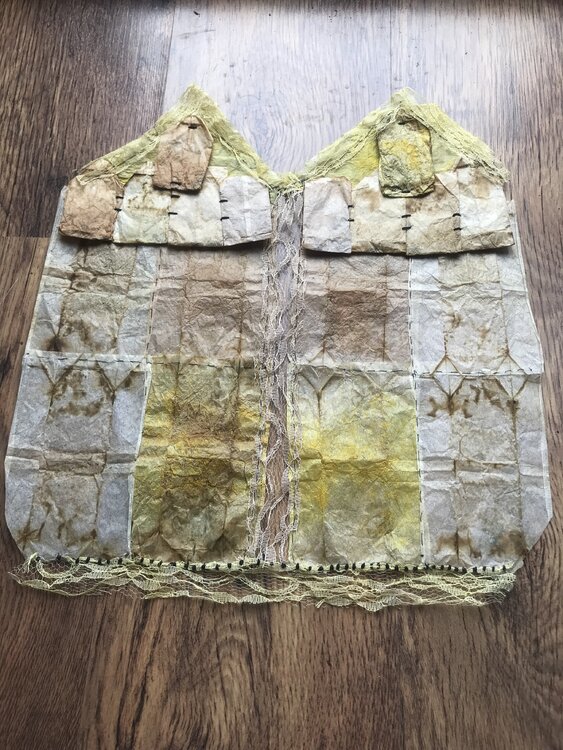 The Neptune's daughter', tea bag and lace, mixed materials, Rome August 2022 Marina Di Luce