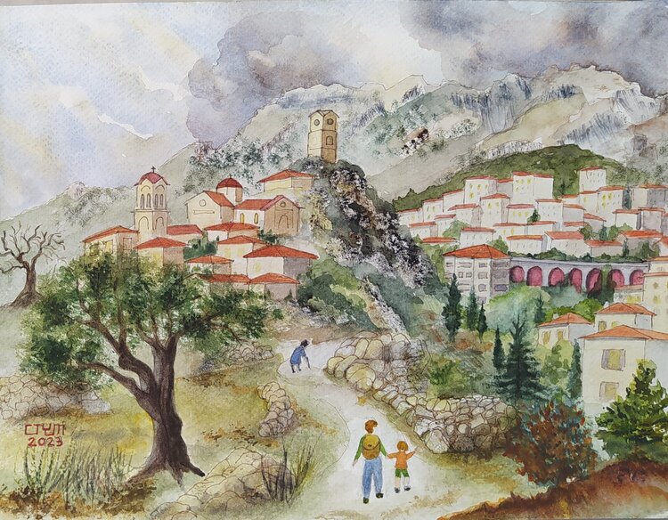 Le village d'Arachova, Mont Parnasse Yung-Marina CO TRUNG
