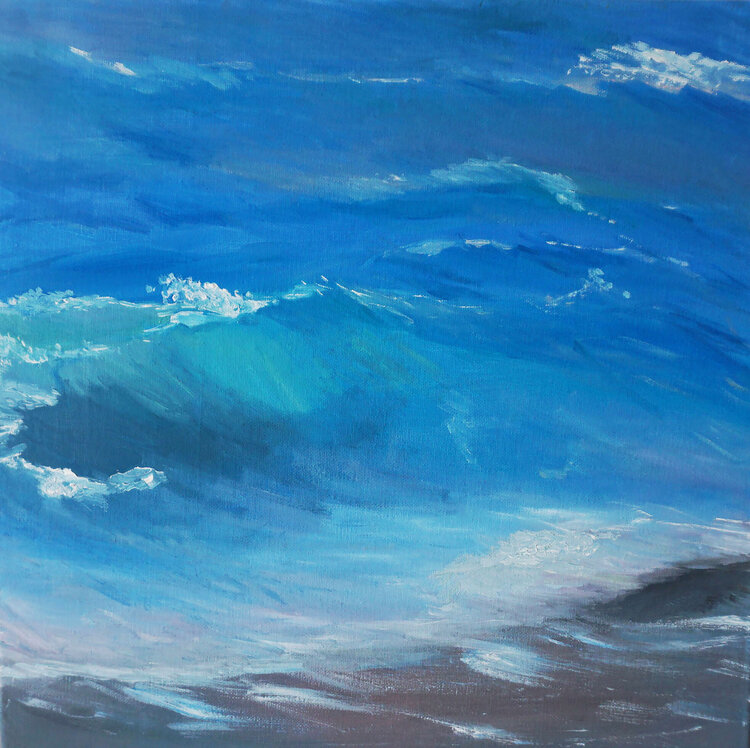 Blue Ocean Oil Seascape Painting, Marine Oil Painting, Beach Artwork Marina Pingitzer