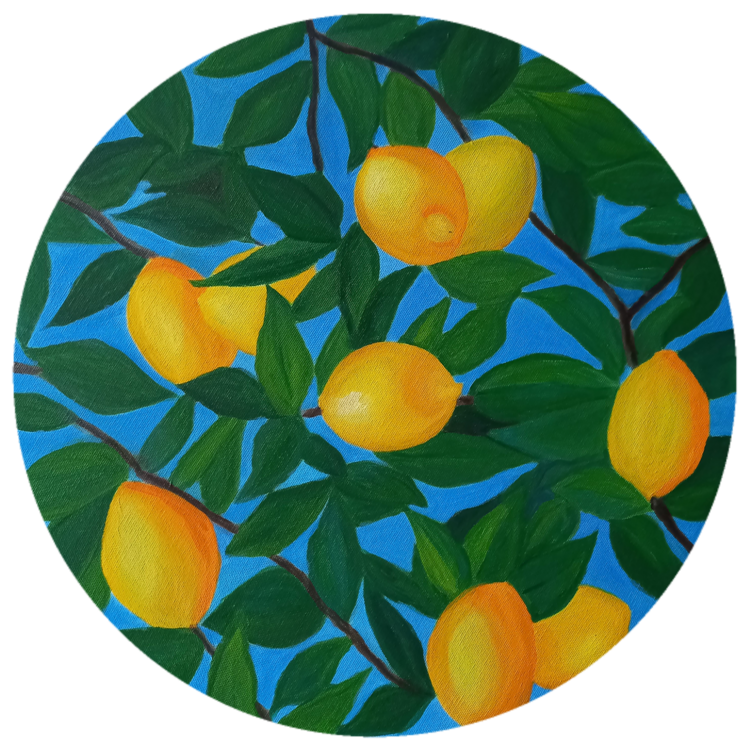 Zitrone Ölgemälde, Zitronenbaum Gemälde, Obst Ölgemälde, Küche Obst Ölgemälde, Zitronen Gemälde Original Marina Pingitzer