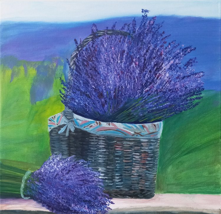 Lavender Oil Painting Original, Kitchen Wall Decor Lavender, Floral Oil Painting, Tuscany Painting Lavender, Provence Lavender Painting Marina Pingitzer