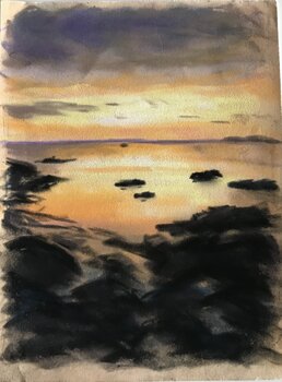 Soleil couchant aux rochers noirs Marion Broca