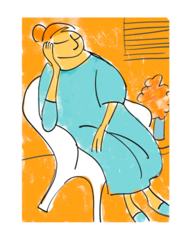 Woman resting in chair kevin Roper
