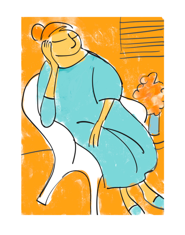 Woman resting in chair kevin Roper