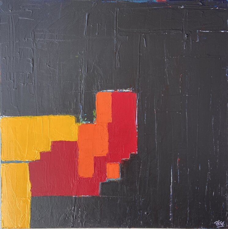 Palimpseste Noir, Rouge, Orange et Jaune Marie Régy