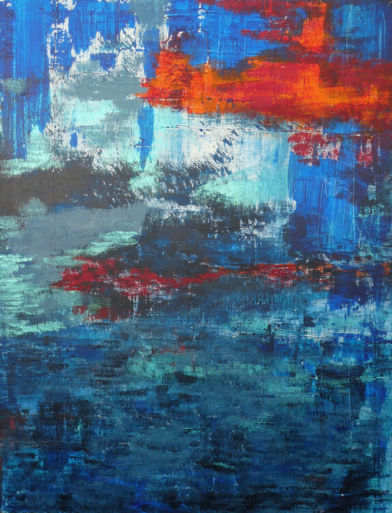 Grand Paysage bleu et Rouge Marie Régy