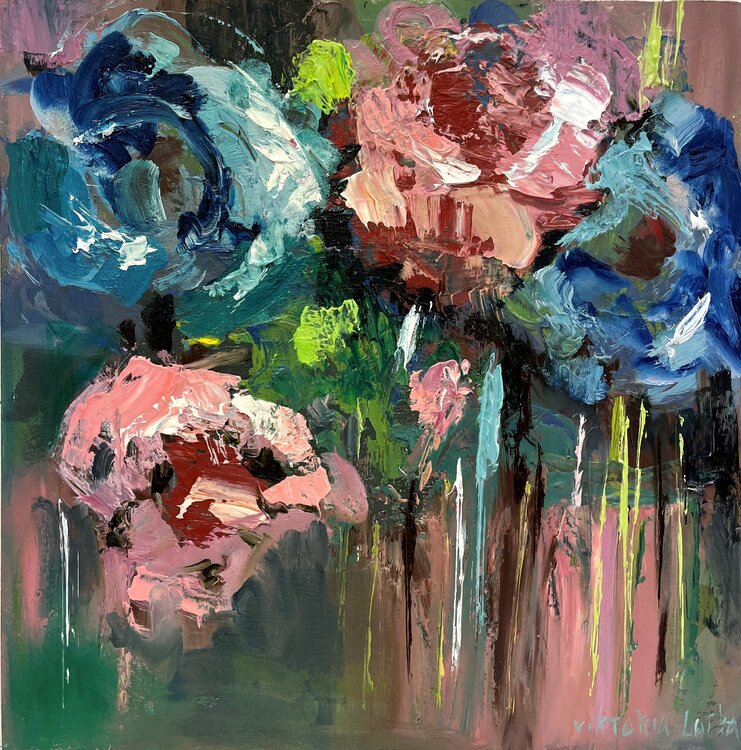 Hydrangea Painting, Flowers painting, floral still life artwork, textured oil painting Viktoria Latka