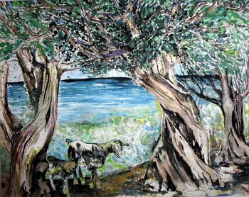 Ziegen im Olivenhain Friedrich Kleinlein